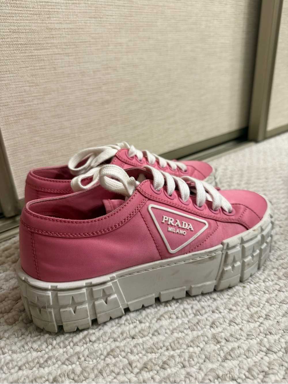 Prada Pink Satin Platform Sneaker
